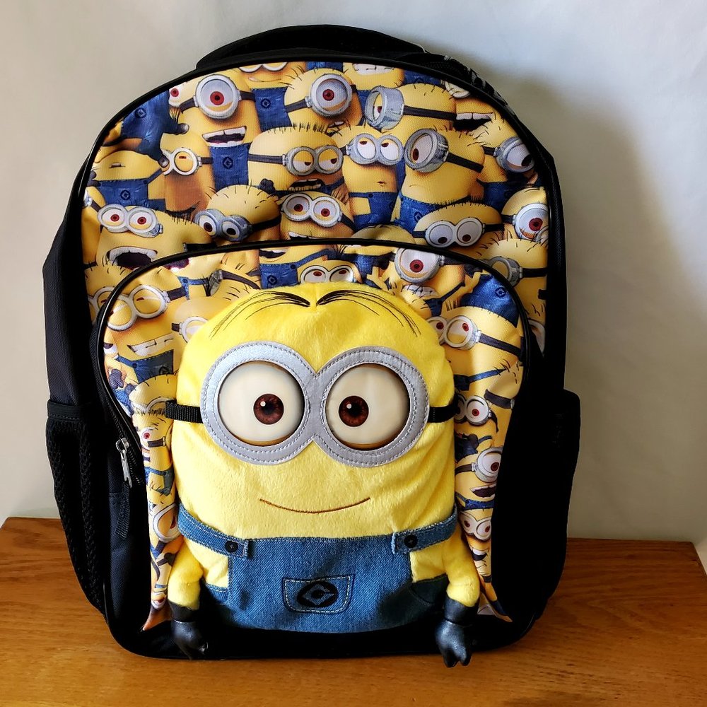 Backpack Despicable Me Minion Black Yellow Pockets - Picture 1 of 8